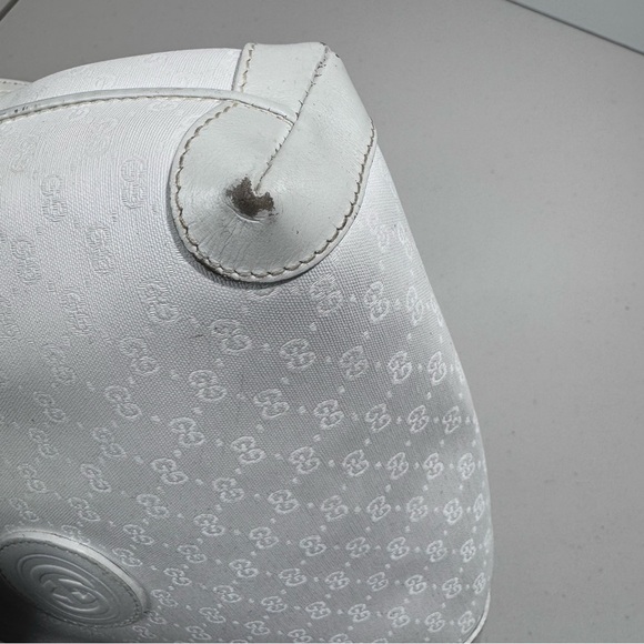 Vintage GUCCI White GG Monogram Coated Canvas Small Shoulder Crossbody Bag - Picture 10 of 16